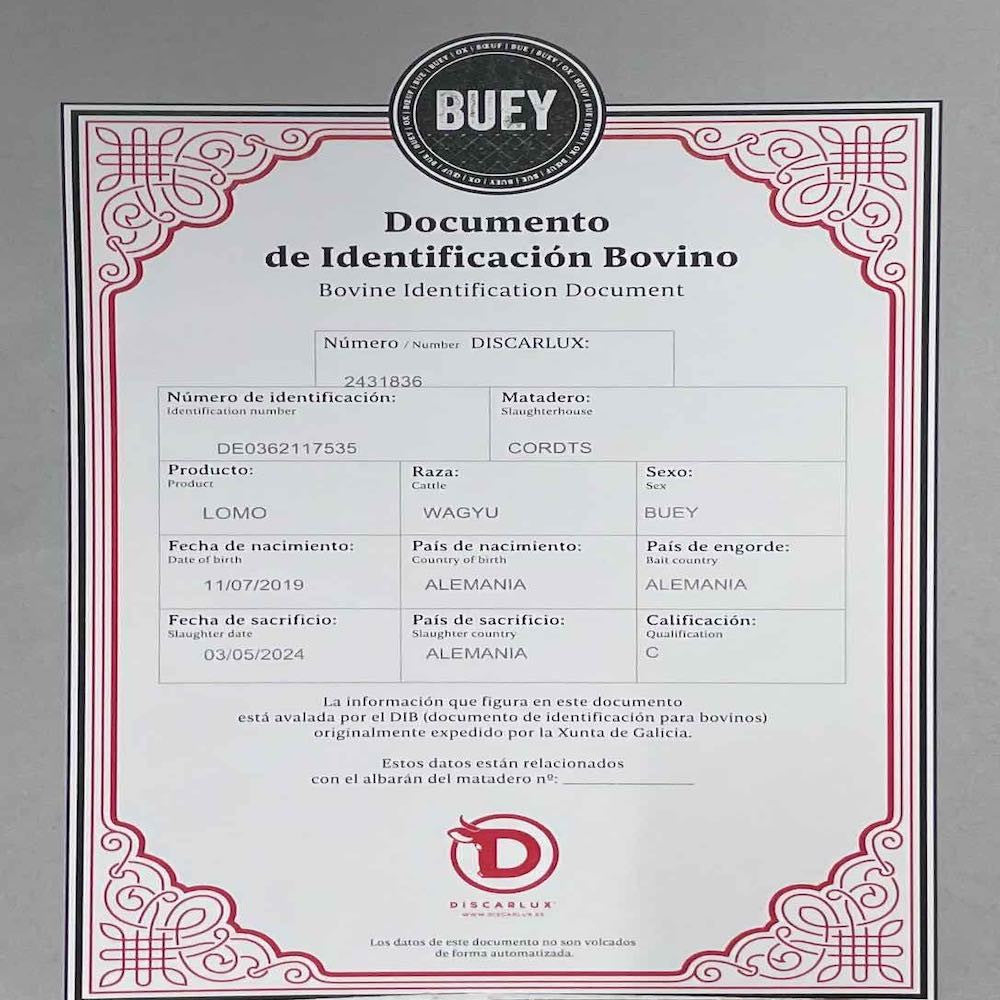 certificato old special beef